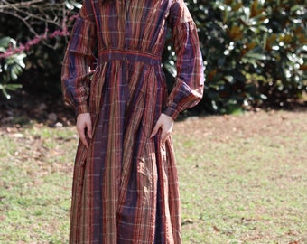 antique 1860s silk plaid dress