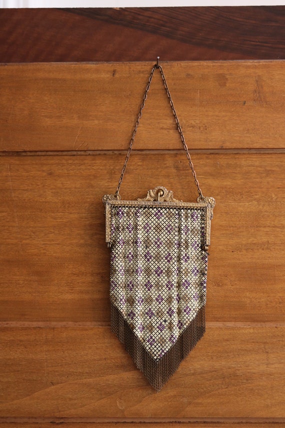 antique 1920s art deco mesh chain mail purse with… - image 3