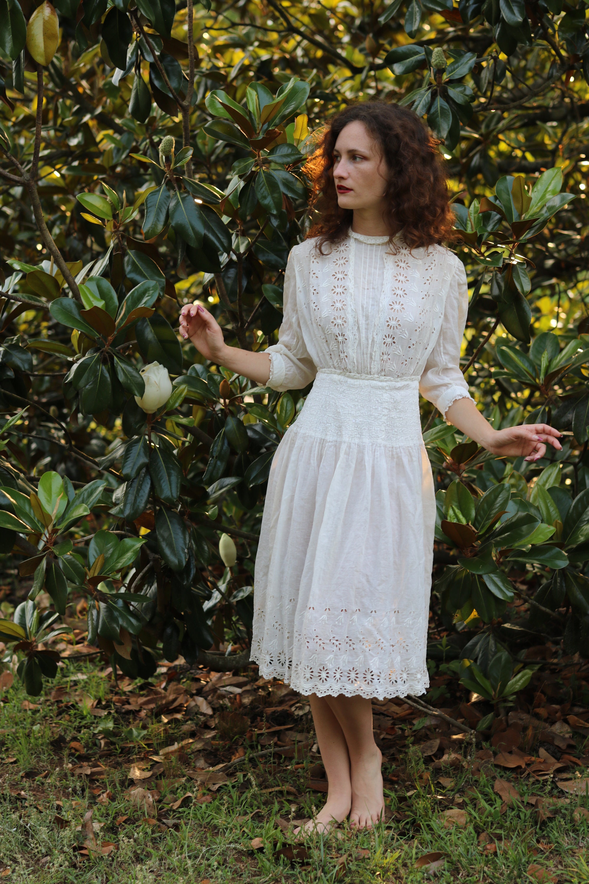 Antique Edwardian / 1910s Cotton Eyelet Lawn Dress - Etsy Antique Edwardian / 1910s Cotton Eyelet Lawn Dress - Etsy