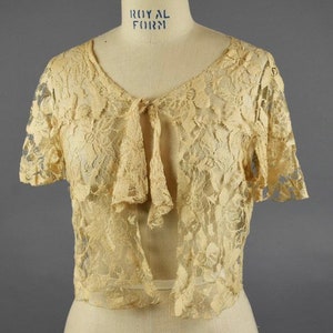 antique 1930s lace gown with silk slip and bolero image 9