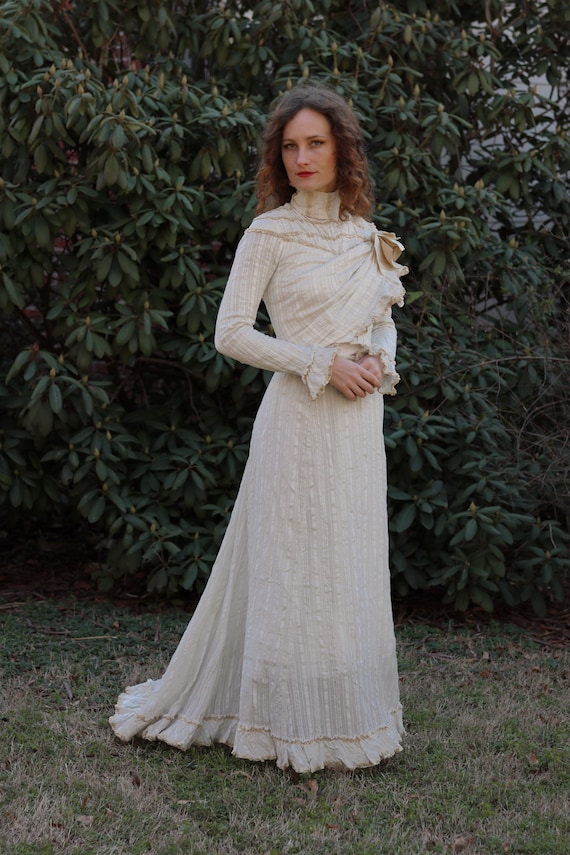 antique edwardian 1900s / 1910s cotton dress gown… - image 1