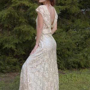 antique 1930s lace gown with silk slip and bolero image 1