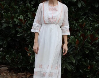 1910s Antique Dress Sheer Lace Cotton XS - Etsy