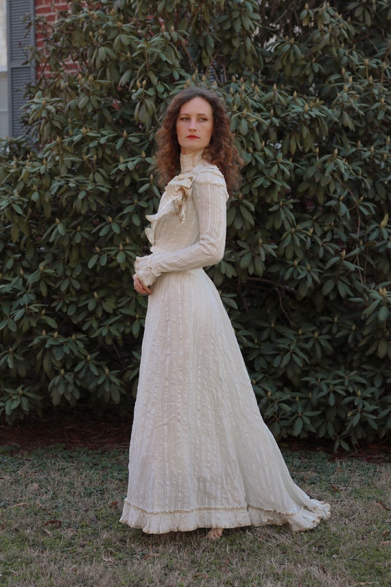 antique edwardian 1900s / 1910s cotton dress gown… - image 2