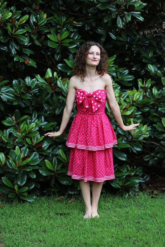 vintage 1950s pink polka dot dress - image 3