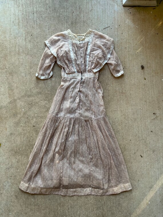 antique edwardian 1910s peach cotton sheer lawn d… - image 5