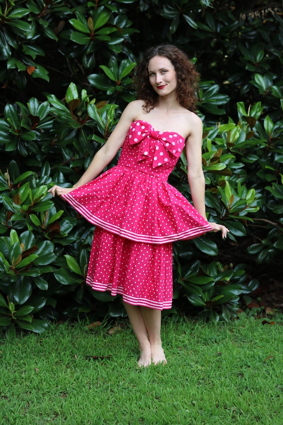 vintage 1950s pink polka dot dress - image 2