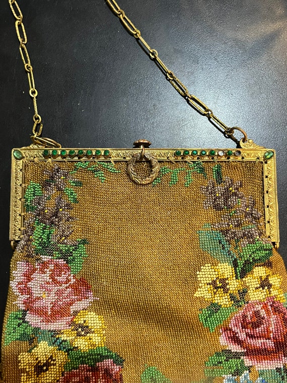 antique 1920s art deco beaded flower purse - image 6