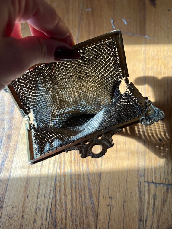 antique 1920s art deco mesh chain mail purse with… - image 4