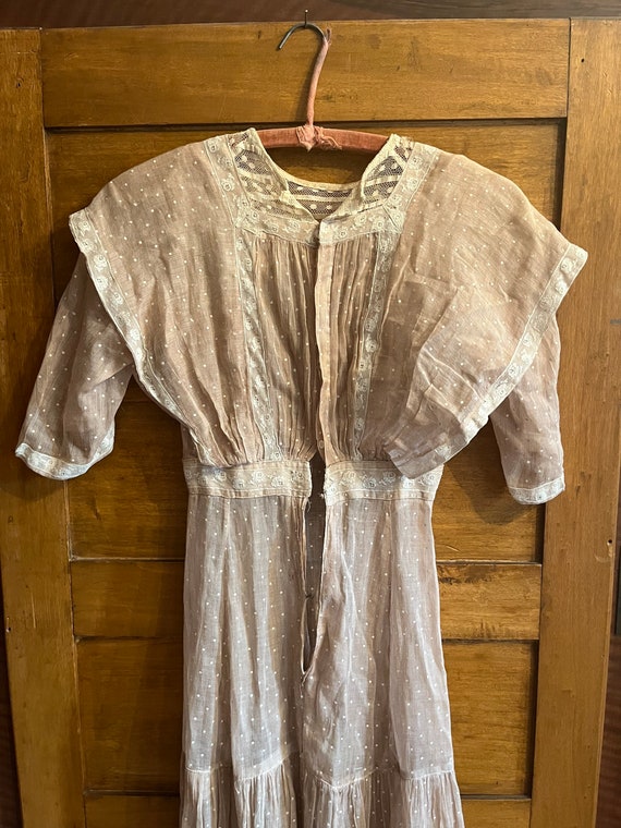 antique edwardian 1910s peach cotton sheer lawn d… - image 4