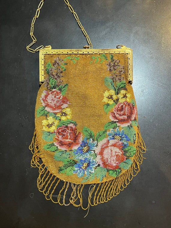 antique 1920s art deco beaded flower purse - image 5