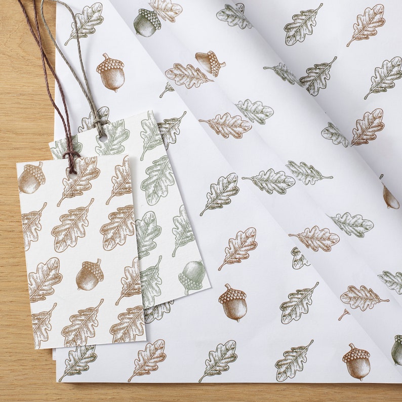Acorn and Oak Leaf Wrapping Paper image 4