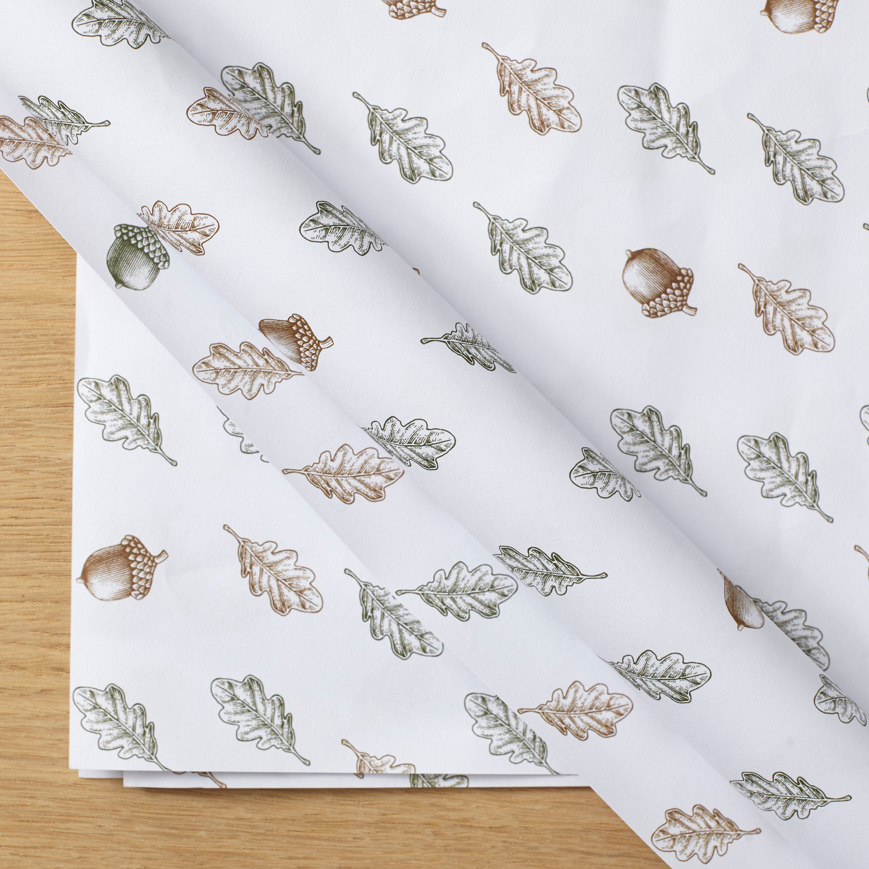 Acorn and Oak Leaf Wrapping Paper Etsy UK