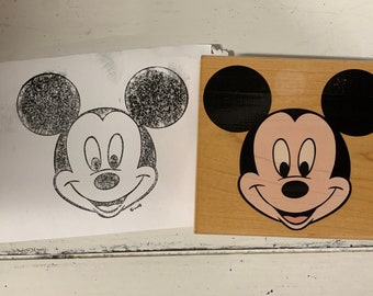 Disney's Mickey Mouse vintage rubber stamp, Big Mickey Mouse Portrait, 4.5"x4"  Scrapbooking, junk journaling, crafts, cards, and more...ar