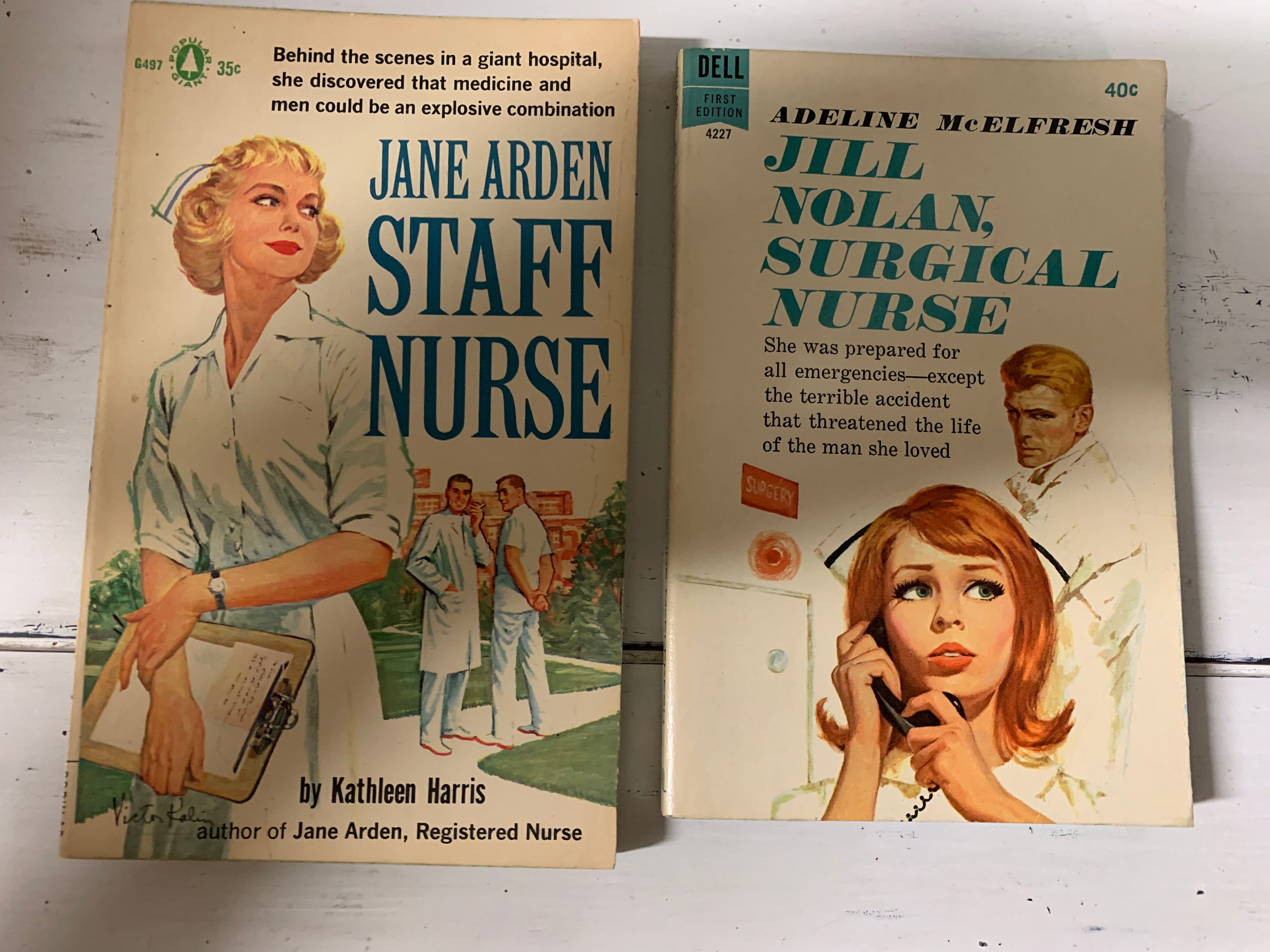 Vintage Romances, 2 Books. Nurse/doctor Romances, Adeline Mcelfresh,  Kathleen Harris, 1960s, Paperbacks -  Israel