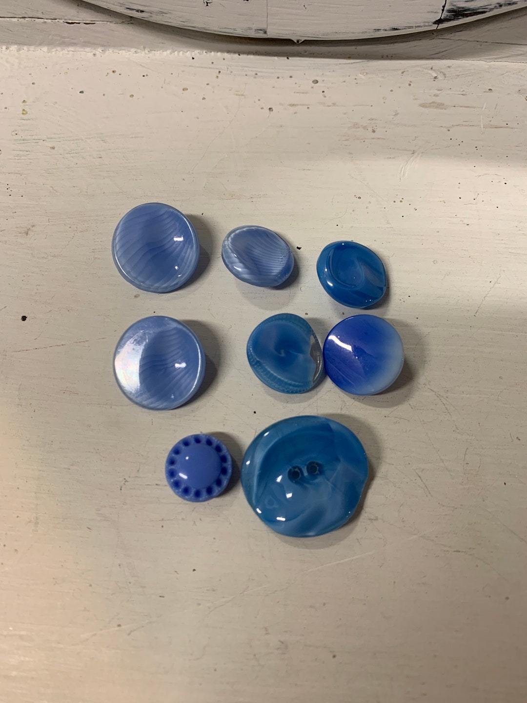 Pretty Button Vintage Buttons. Mixed 8-button Lot, Sizes, Textures of Pretty Blue ...