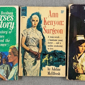 Vintage Romances, 3 books. Nurse/Doctor Romances, Adeline McElfresh, Diane Frazer, Alice Brennan, 1960s, Paperbacks