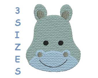 Hippo Machine Mebroidery Design 3 tailles