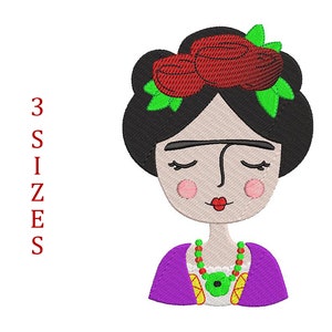 Frida Machine Embroidery Design 3 sizes-Instant Download