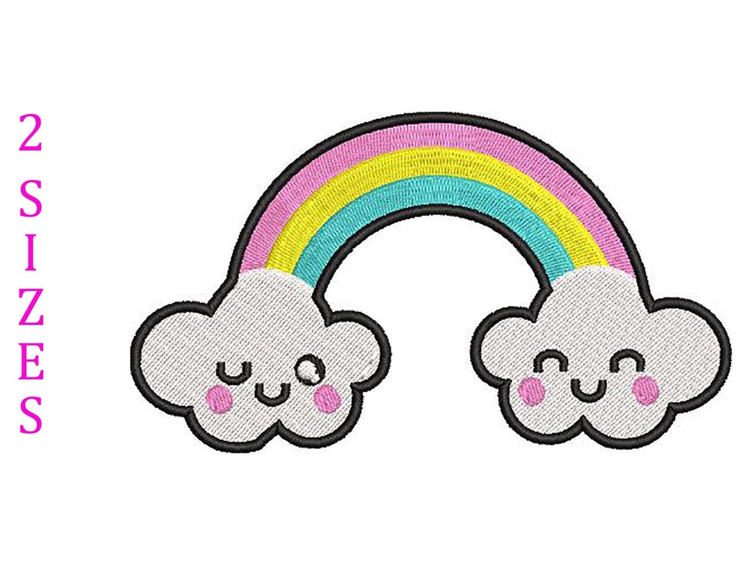 Kawai Rainbow Machine Embroidery Design 2 Sizes - Etsy