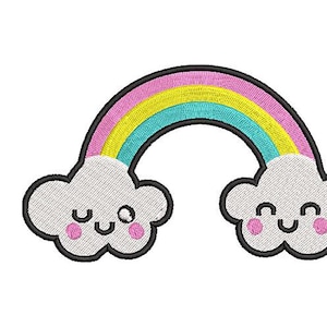 Kawai Rainbow Machine Embroidery Design 2 Sizes
