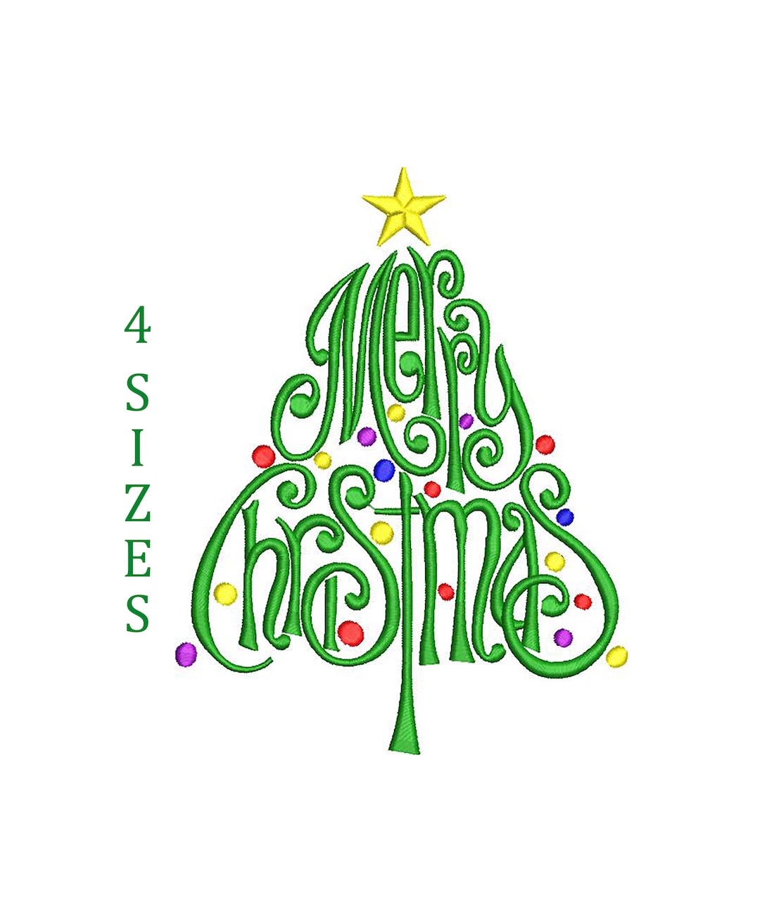Merry Christmas Tree 4 Sizes Instant Download Etsy