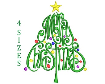 Merry Christmas Tree 4 Sizes Instant Download