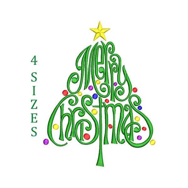 Merry Christmas Tree 4 Sizes Instant Download