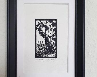 Vieil arbre - Linogravure