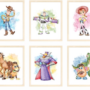 Toy Story Prints, Toy Story Wall Decor, Toy Story Poster, Woody Sheriff, Buzz Lightyear, Mr. Potato Head, Set of 6, 8x10 inches (Unframed)