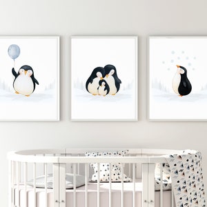 Penguin Nursery Decor, Nursery Decor, Baby Decor, Nursery Wall Art, Penguin Nursery Art, Cute Penguins, Nursery Prints, Digital Print