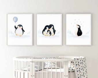 Penguin Nursery Decor, Nursery Decor, Baby Decor, Nursery Wall Art, Penguin Nursery Art, Cute Penguins, Nursery Prints, Digital Print