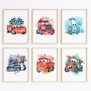 Nistio™ Cars Movie Poster Prints, Cars Movie Poster Wall Art Decor, Lightning McQueen, Set of 6