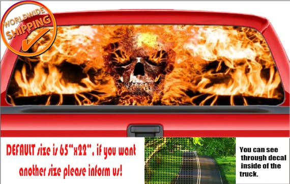 Red flame skulls grim reaper truck tailgate vinyl graphic decal wraps