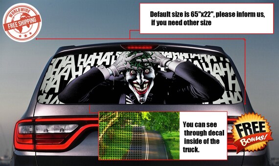 JOKER CRAZY Rear Window Tint Perforated Decal Sticker Printed Vinyl Car Auto/_562