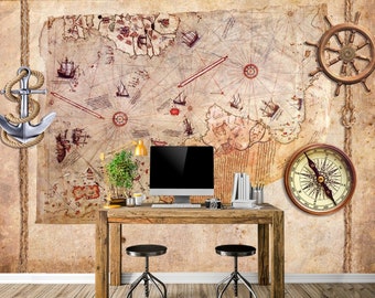 Piri Reis Map Wallpaper - Old sailor map wall mural