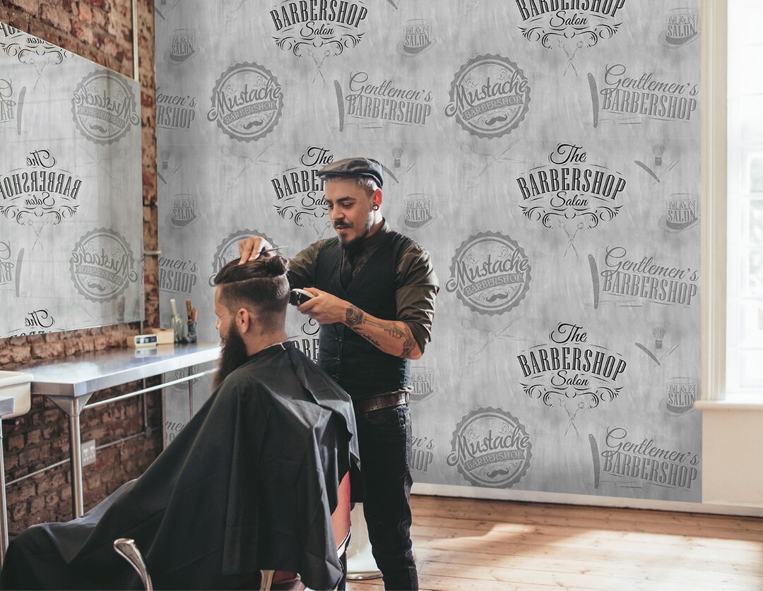 Barber Shop Roll Wallpaper - Etsy