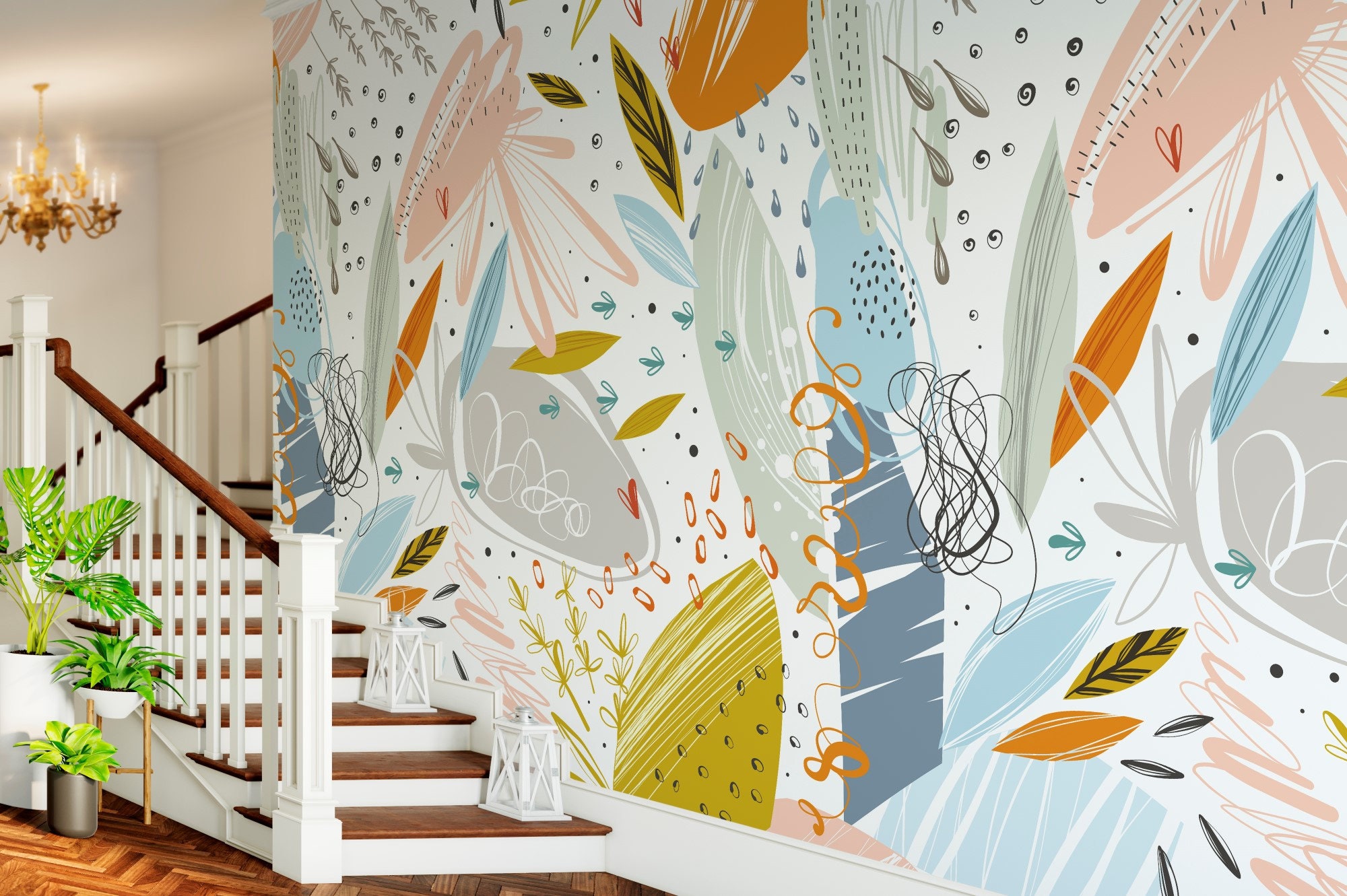 Colorful Design Wallpaper Wall Mural Wall Decor Mural Etsy