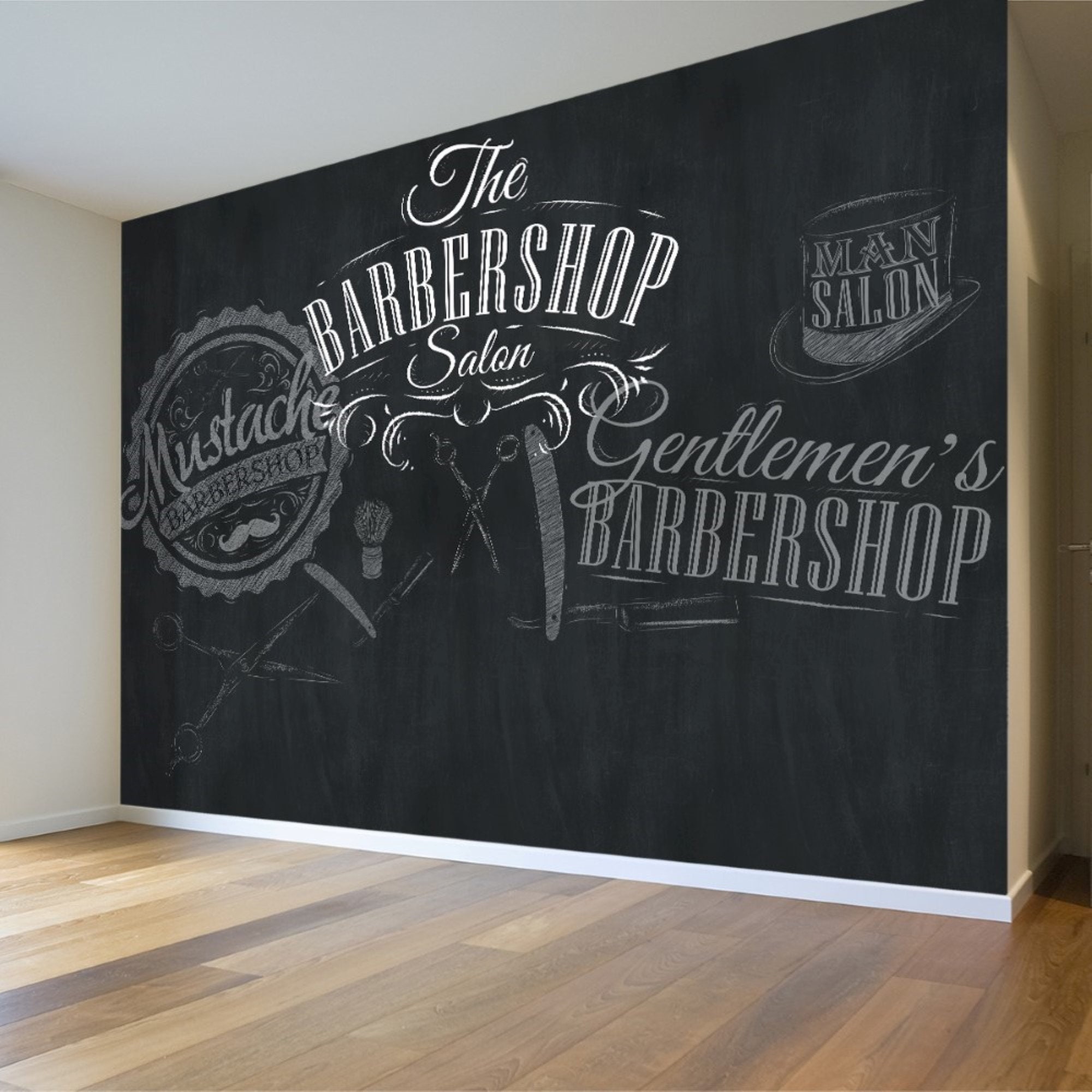 Barbershop peluquería fondo de pantalla fondo negro mural | Etsy