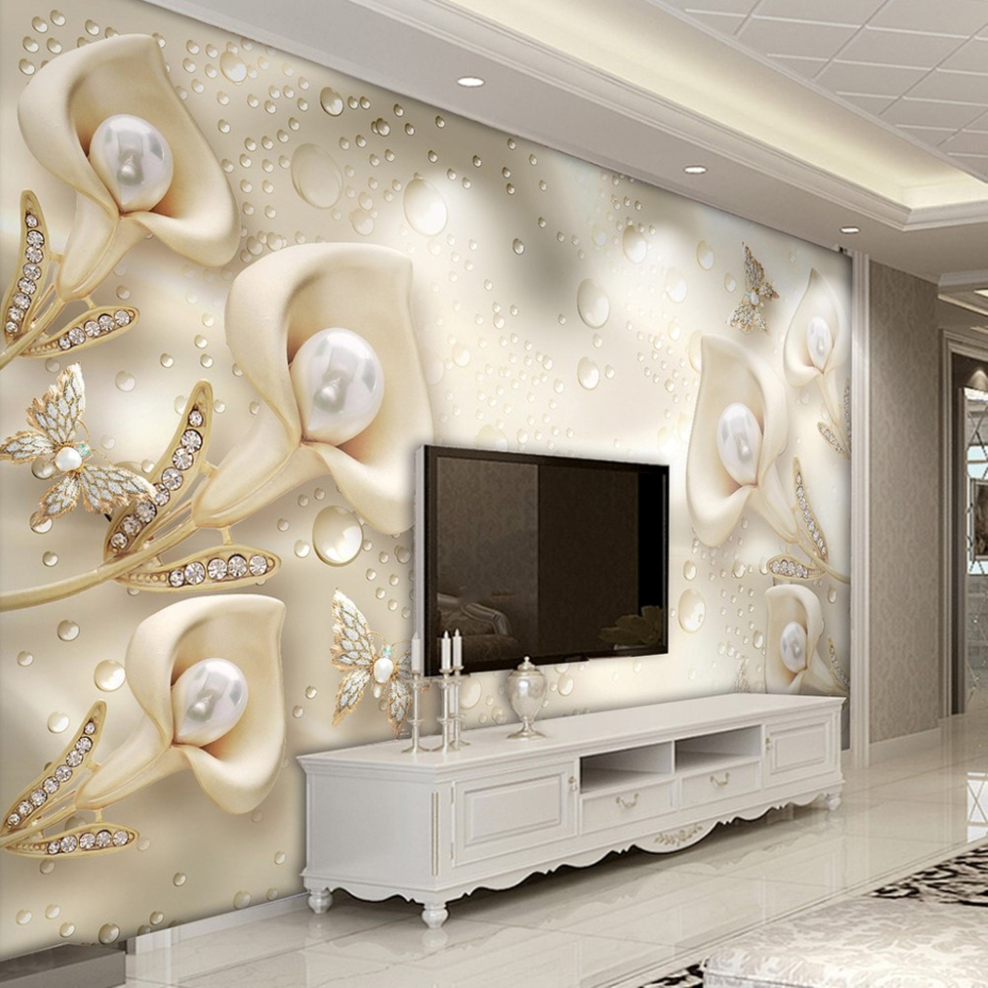 3D Effect Pearl Wallpaper - Etsy 3D Effect Pearl Wallpaper - Etsy