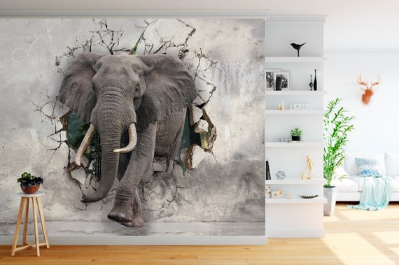 Giấy dán tường 3D động vật voi và tường bị vỡ cho phòng khách sẽ giúp bạn mang những bức tranh đáng yêu vào nhà. Mẫu giấy dán tường động vật voi đáng yêu kết hợp với mẫu giấy thảm vỡ đầy phóng khoáng và độc đáo sẽ làm cho phòng khách của bạn trở nên sáng tạo và tuyệt vời hơn.