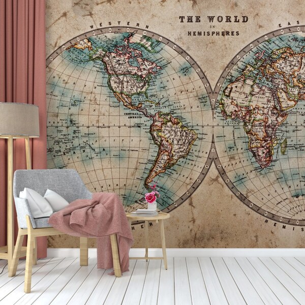 Old World Map Wall Mural Etsy