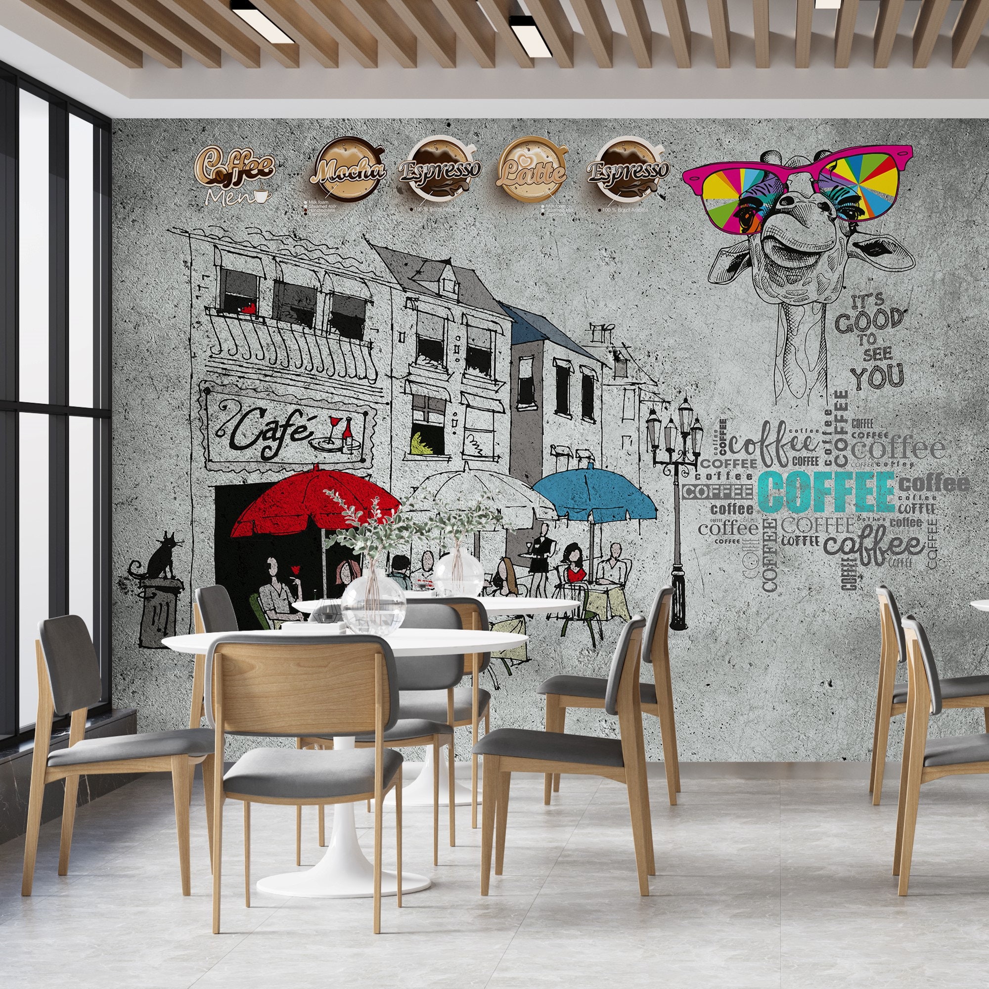 Papel pintado de ciudad moderno mural de pared para salón, cafetería,  entrada y dormitorio CW1 -  México