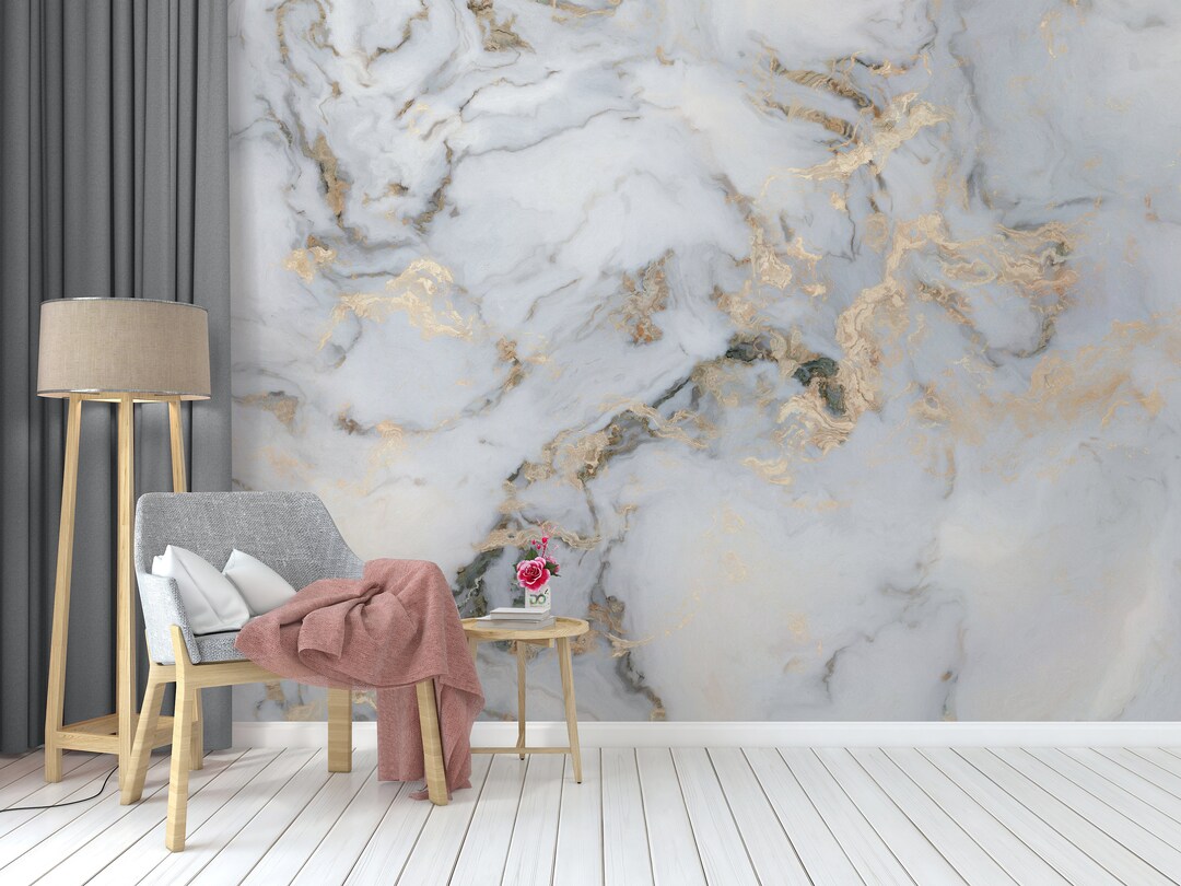 Marble Effect Wallpaper Wall Mural Etsy