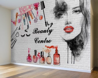 Hairdresser - Makeup - Beauty Center Wallpaper - Personalized Text - Wall Covering