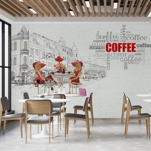 Coffee Wall Mural - Cafe Shop Peel and Stick Wall Paper