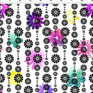 A Groovy Garden Flower Stripe in Purple - Priced/Sold by the Half-Yard