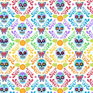 Day of the Dead Mariposas in Day - Priced/Sold by the Half-Yard