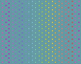 True Colors Rainbow Hexy in Peacock - Priced/Sold by the Half-Yard