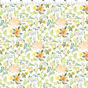 Watercolor Beauty Sprig in Peach - Priced/Sold by the Half Yard